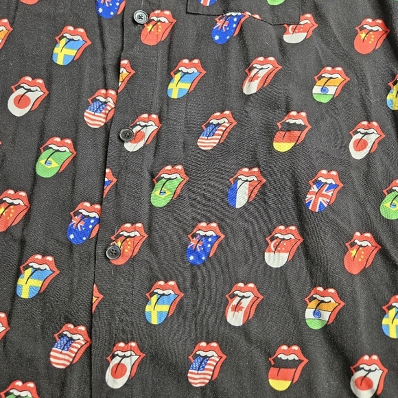 The Rolling Stones Tongue Button Down Medium Short Sleeve multi color - Picture 2 of 10